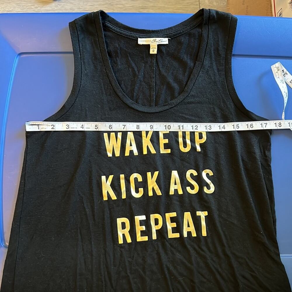 Express Black Wake Up Kick Ass Repeat Tank Top - Picture 9 of 10